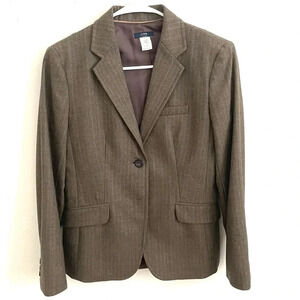 Vintage Y2K J.Crew Classic 100% Italian Wool Taupe Buttons Pockets brown  2